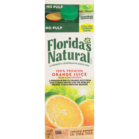 Florida's Natural No Pulp Orange Juice 52 oz Carton