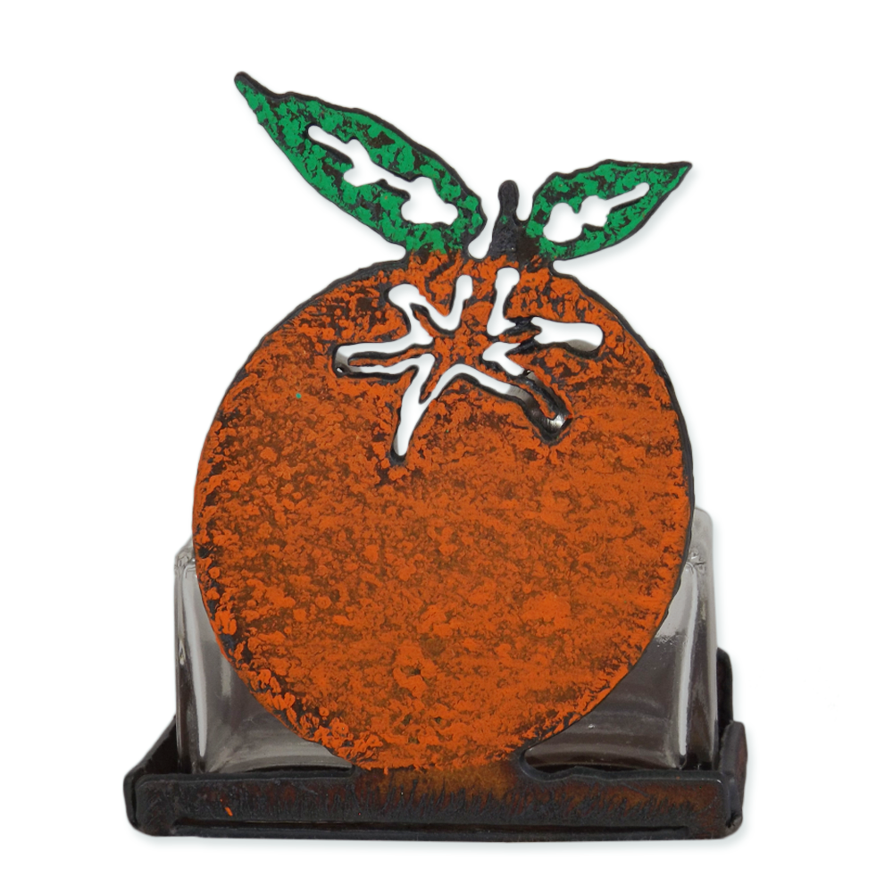 Orange Salt & Pepper Mini Shakers with Caddy