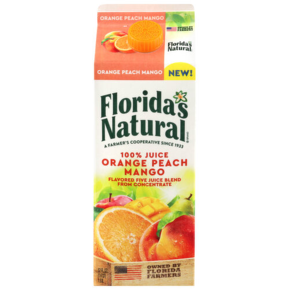 Florida's Natural Orange Peach Mango Juice 52 oz Carton