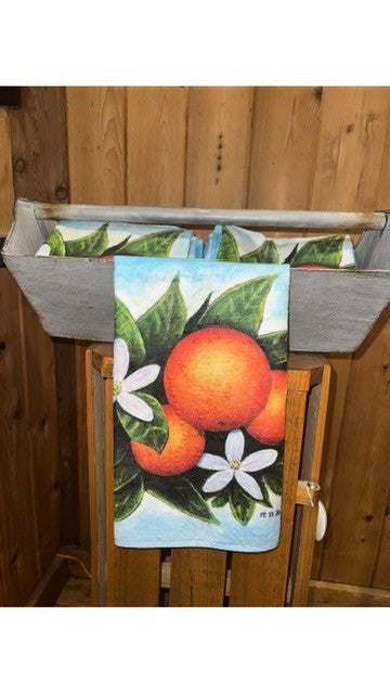 Orange blossom kitchen towel
